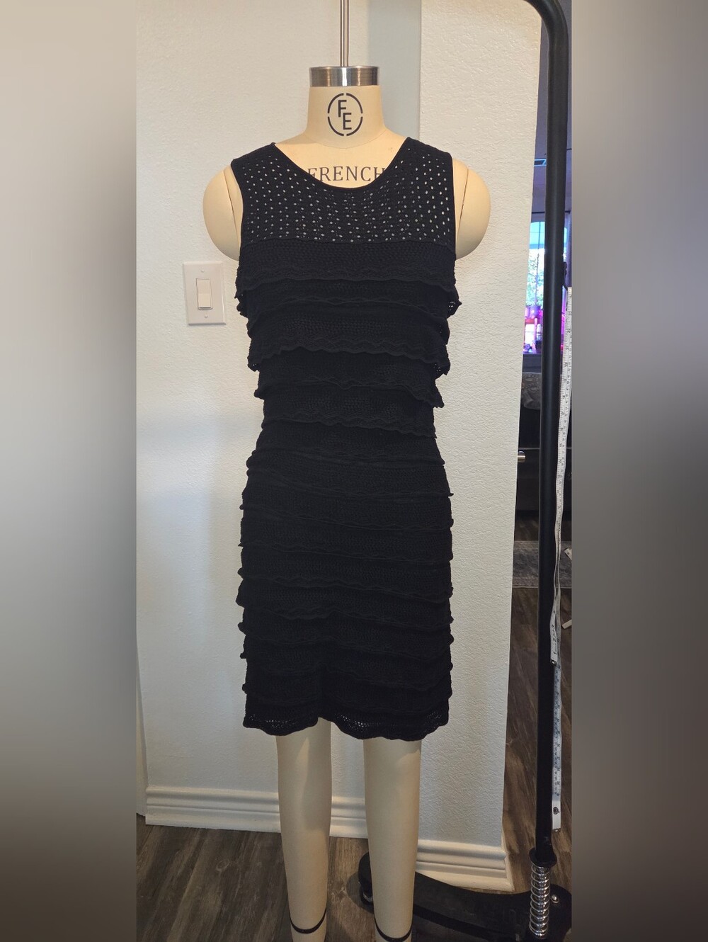 Cynthia Steffe Black Tiered Knit Dress